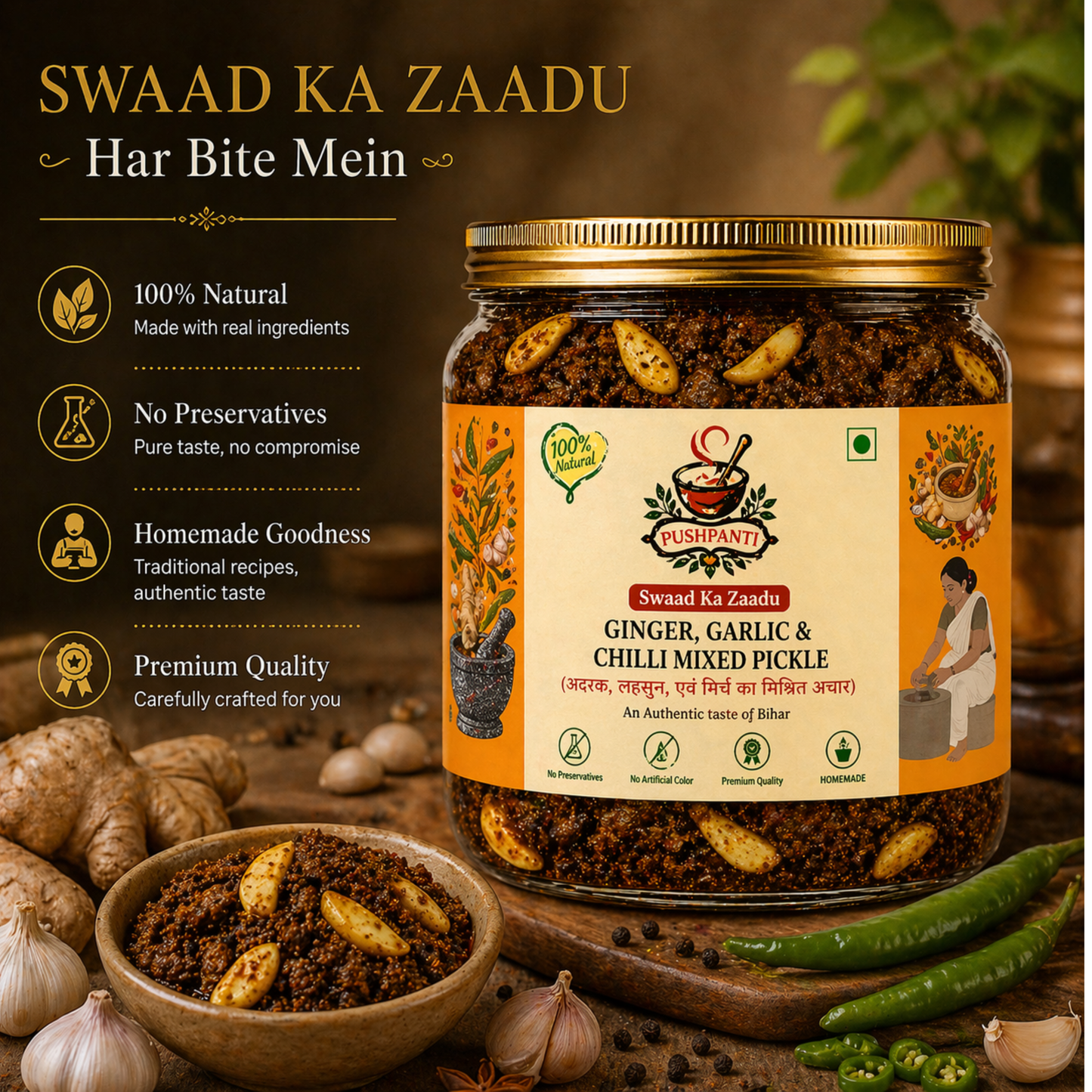 Ginger, Garlic & Chilli Mixed Pickle